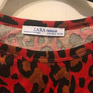 Zara red leopard print tee